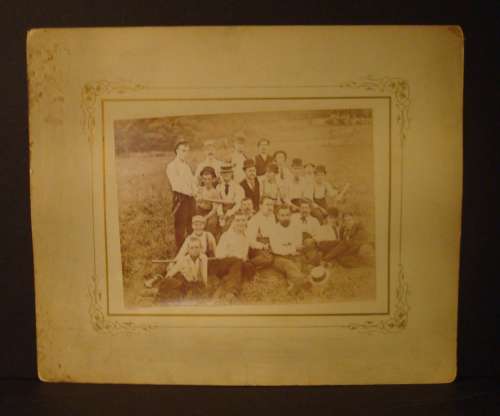 Early Base Ball Players Sitting on Field with Equipment 2